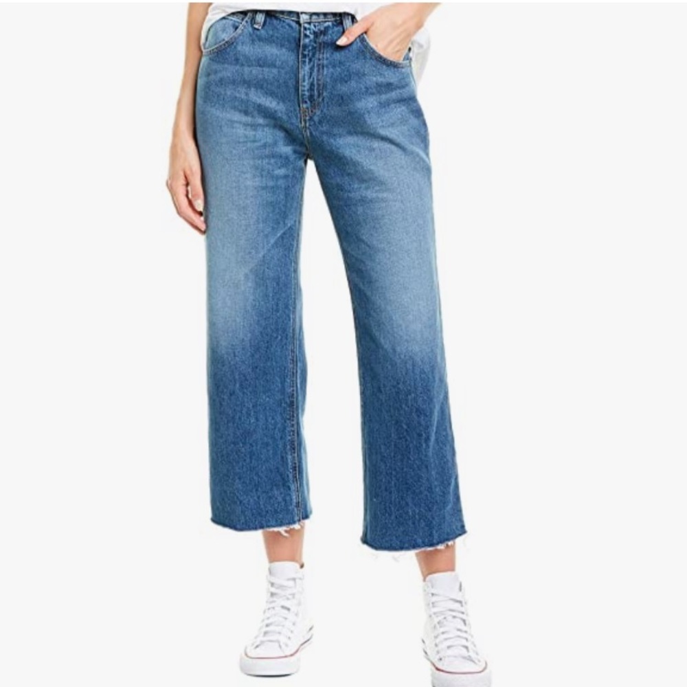 Hudson Sloane Extreme Baggy 100% Cotton Jeans Cropped Wide-Leg Ankle Jeans EUC